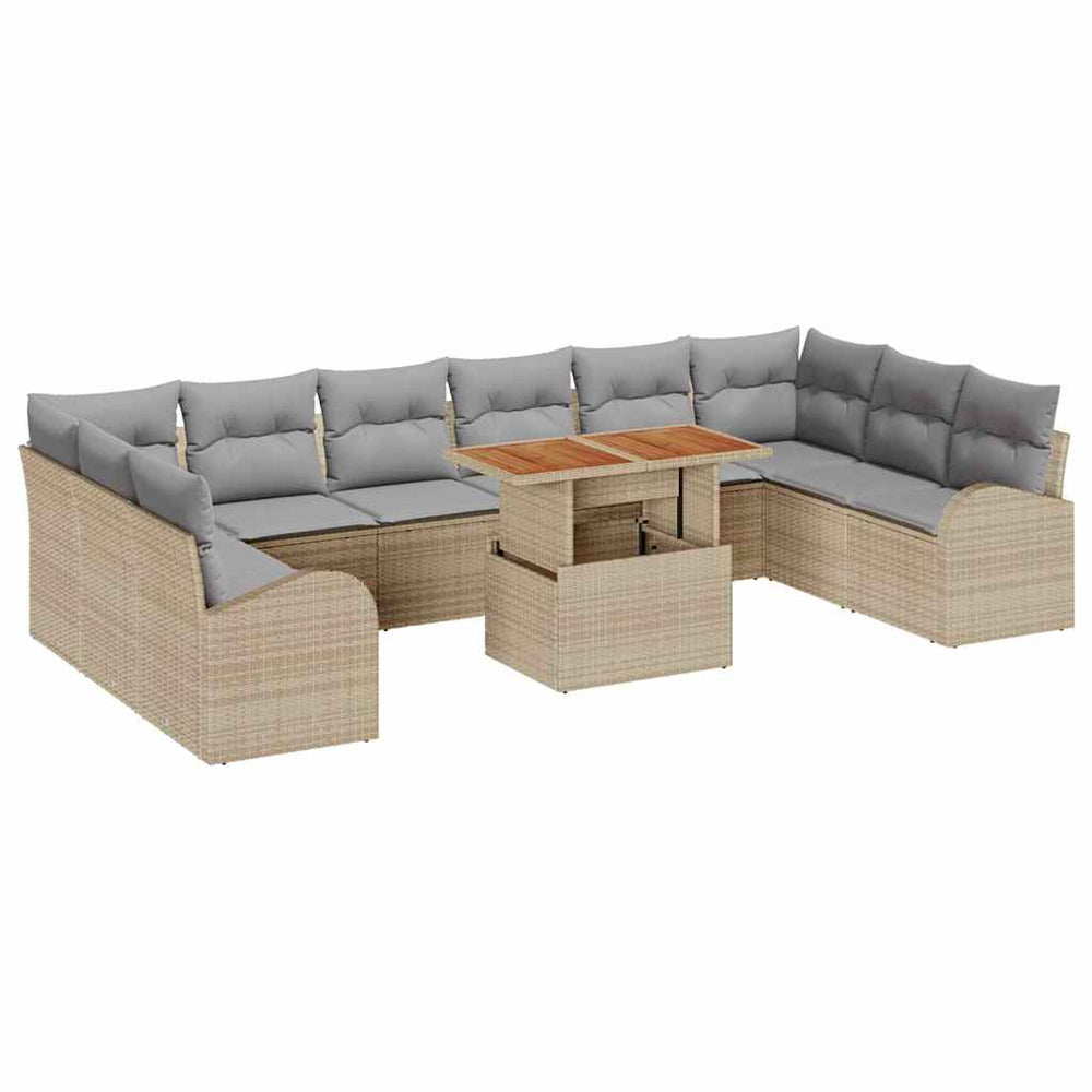 Garten Sofa Set Beige/Hellgrau mit Kissen