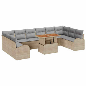 vidaXL Salon de jardin avec coussins 11 pcs Beige et Gris clair