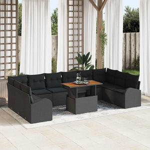 vidaXL Ensemble de canapés de jardin avec coussins 11 pcs Noir