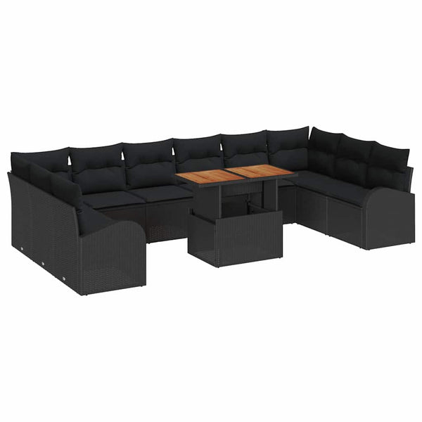 vidaXL Ensemble de canapés de jardin avec coussins 11 pcs Noir