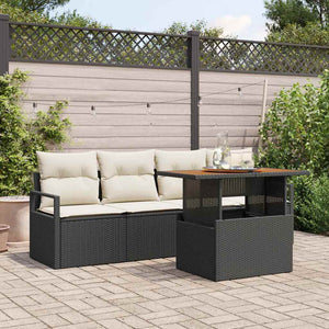 Gartenmöbel Set Schwarz Creme 5-teilig