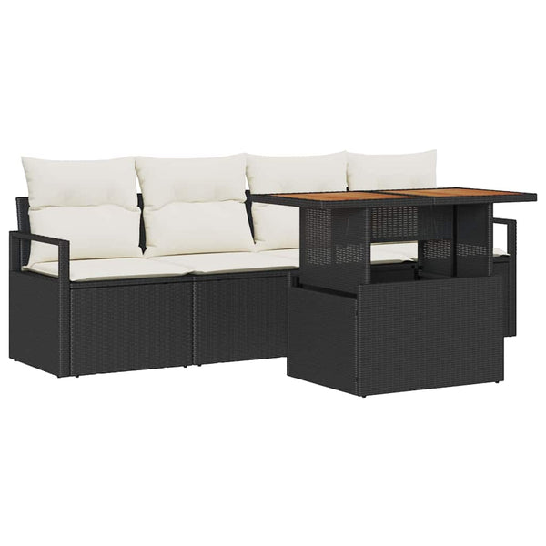 Gartenmöbel Set Schwarz Creme 5-teilig