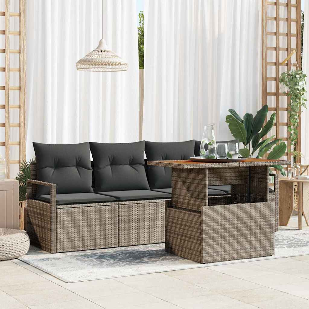 Garten Sofa Set Grau mit Kissen