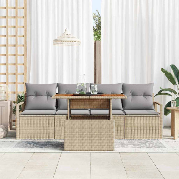 Garten Sofa Set Beige/Hellgrau mit Kissen