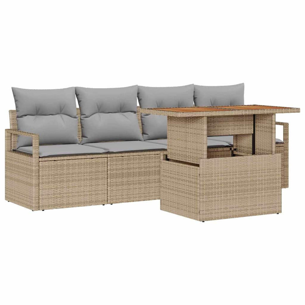 Garten Sofa Set Beige/Hellgrau mit Kissen