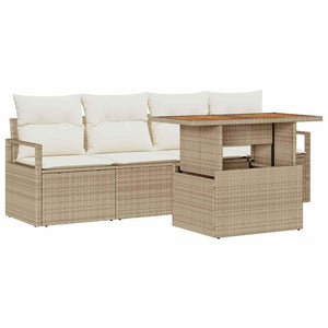 Garten Sofa Set Beige Creme 5-teilig