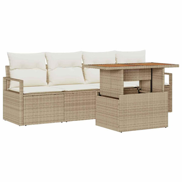 Garten Sofa Set Beige Creme 5-teilig