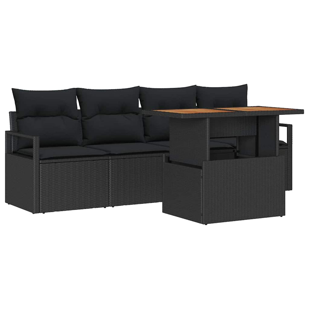 vidaXL Salon de jardin 5 pcs avec coussins Noir