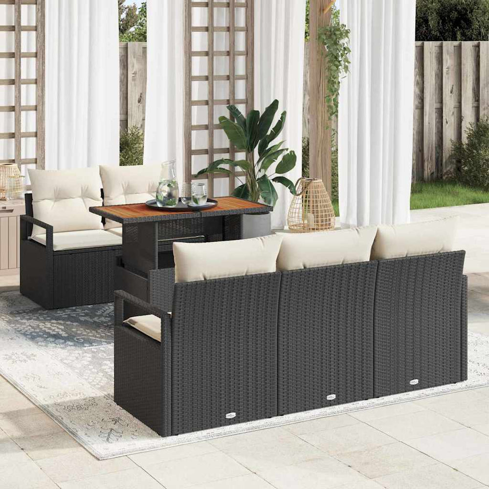 Garten Sofa Set Schwarz & Creme mit Kissen