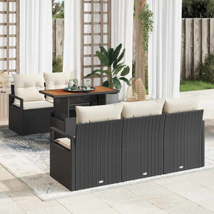 Garten Sofa Set Schwarz & Creme mit Kissen