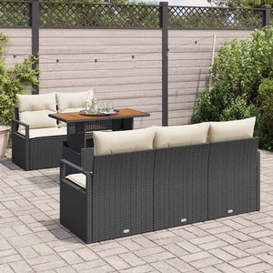 Garten Sofa Set Schwarz & Creme mit Kissen