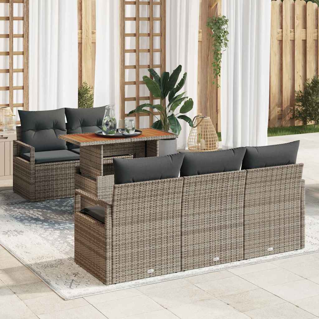 vidaXL Ensemble de canapés de jardin avec coussins 6 pcs Gris