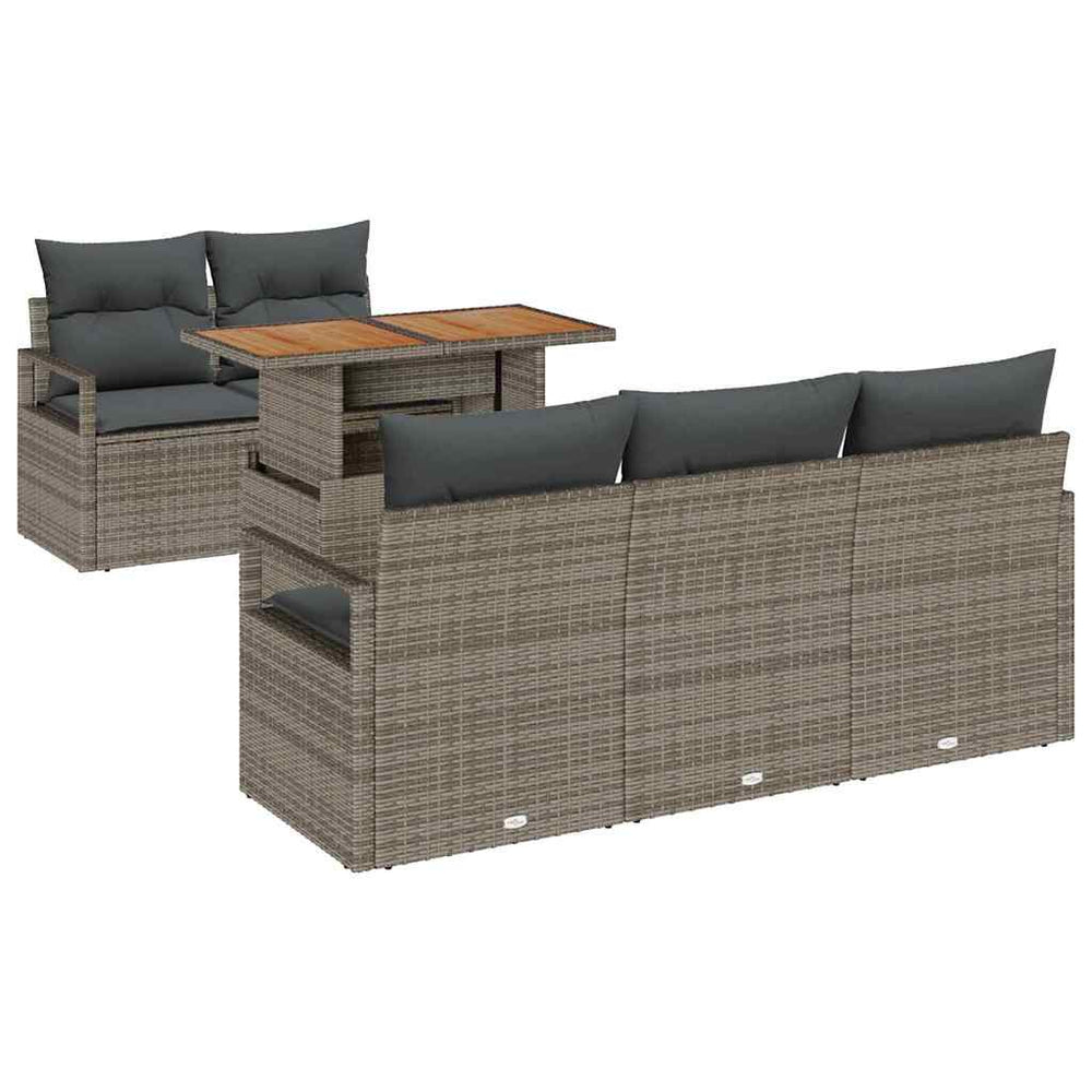 vidaXL Garden Sofa Set with Cushions 6 pcs Grey