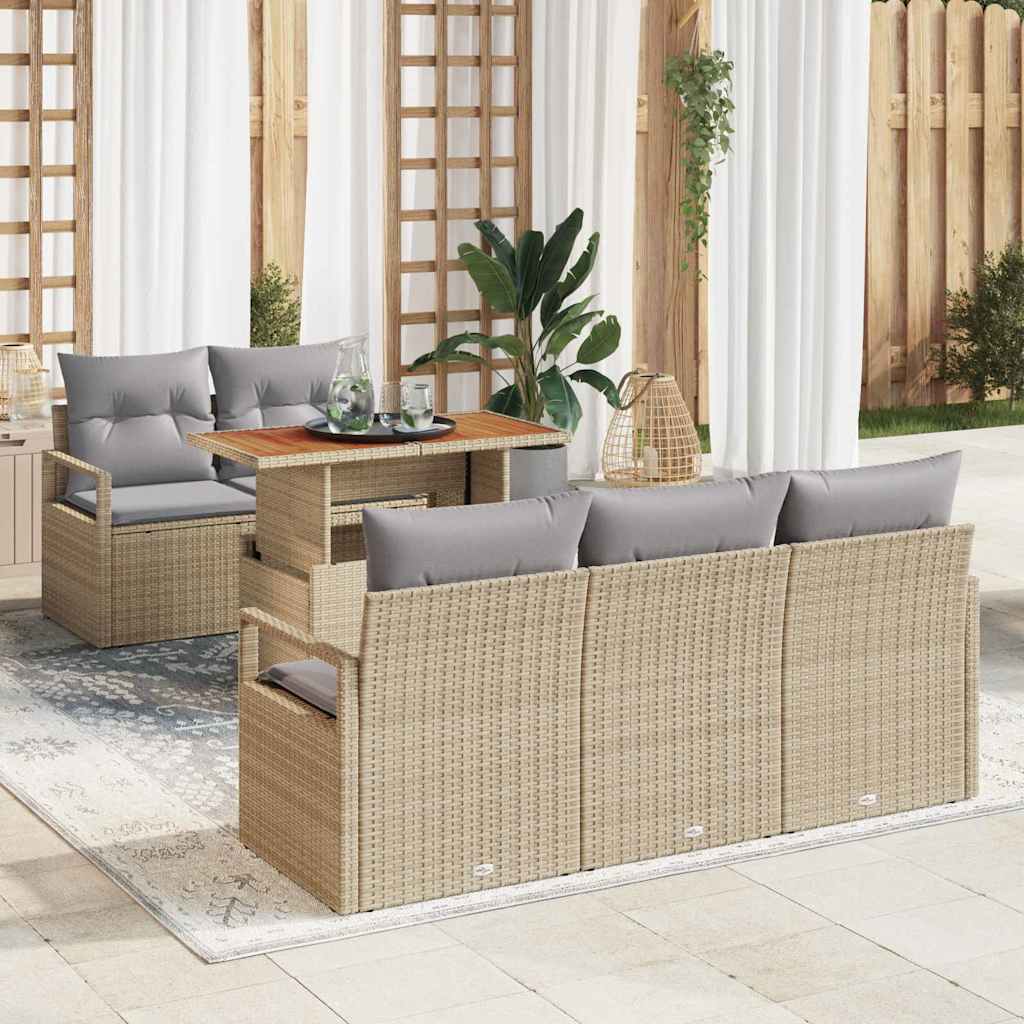 vidaXL Ensemble de canapés de jardin avec coussins 6 pcs Beige et Gris clair