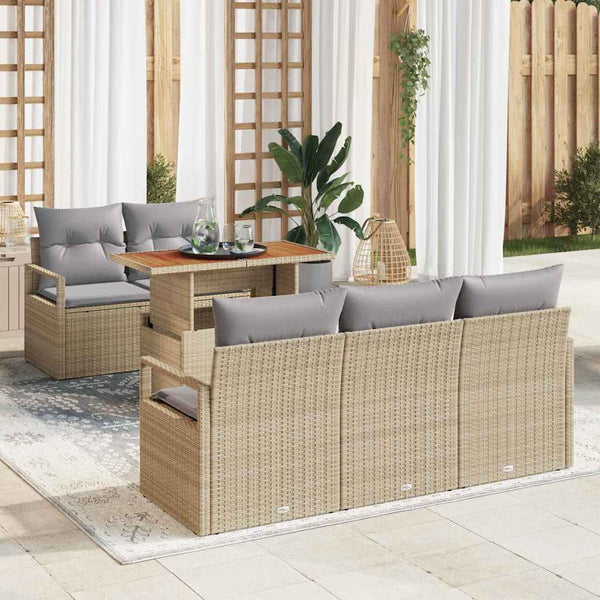 vidaXL Ensemble de canapés de jardin avec coussins 6 pcs Beige et Gris clair