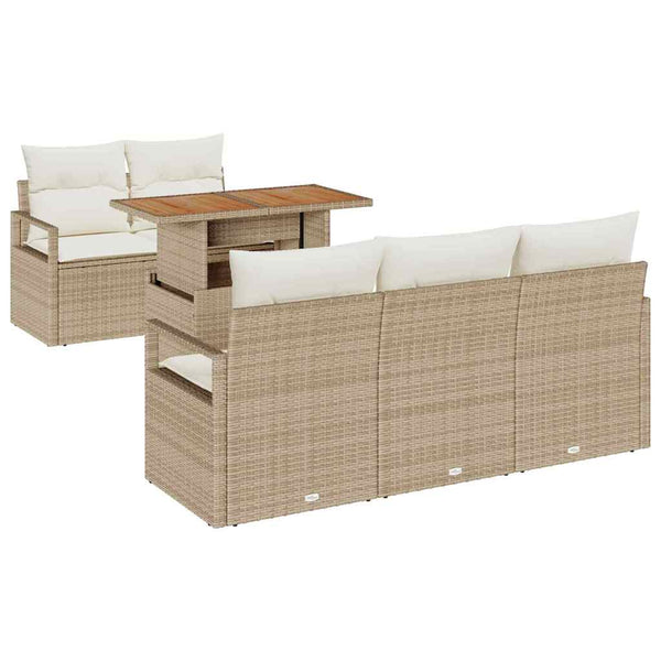 Garten Sofa Set Beige & Creme 6-teilig