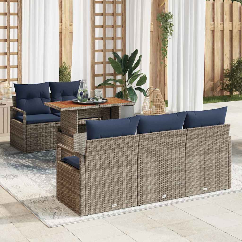 Garten Sofa Set Grau Marineblau 6-teilig