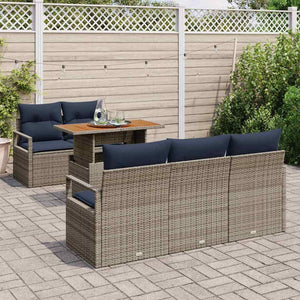 Garten Sofa Set Grau Marineblau 6-teilig