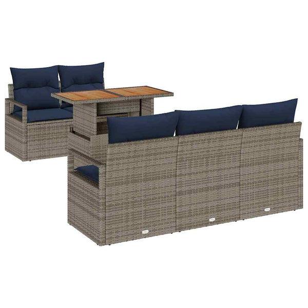 Garten Sofa Set Grau Marineblau 6-teilig