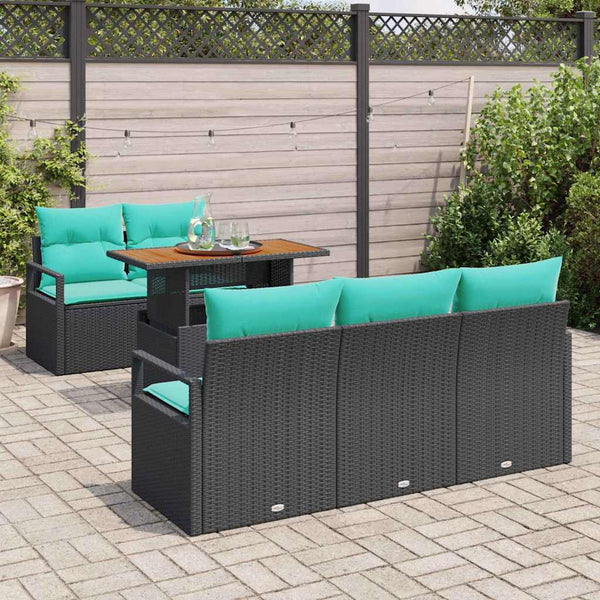 vidaXL Ensemble de canapés de jardin avec coussins 6 pcs Noir et bleu