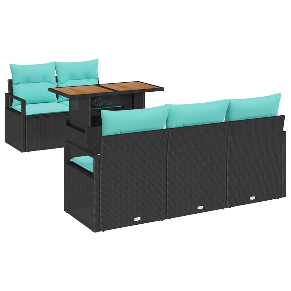vidaXL Ensemble de canapés de jardin avec coussins 6 pcs Noir et bleu