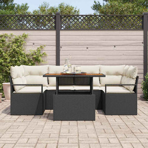 Garten Sofa Set 7-teilig Schwarz Creme