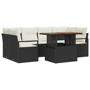 Garten Sofa Set 7-teilig Schwarz Creme