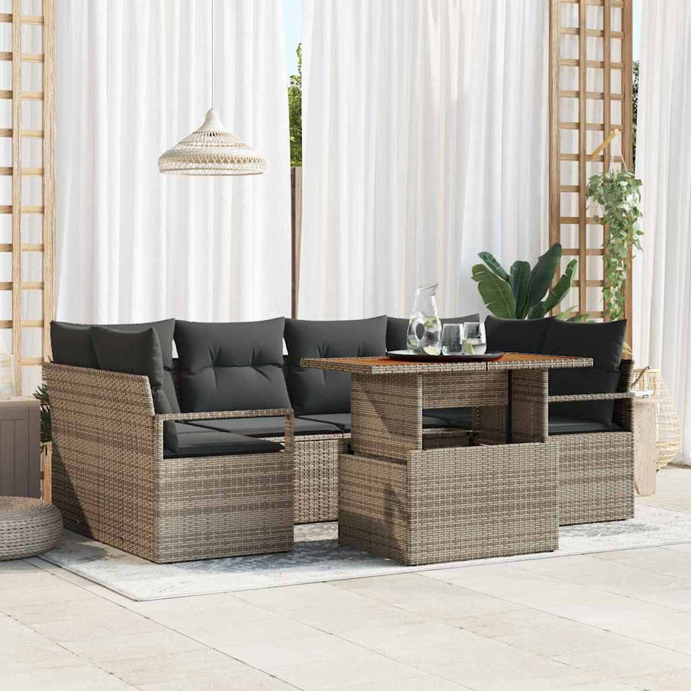 vidaXL Salon de jardin avec coussins 7 pcs Gris