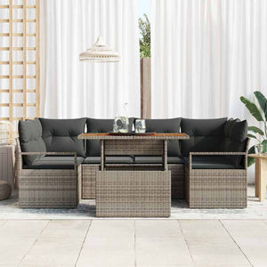 vidaXL Salon de jardin avec coussins 7 pcs Gris