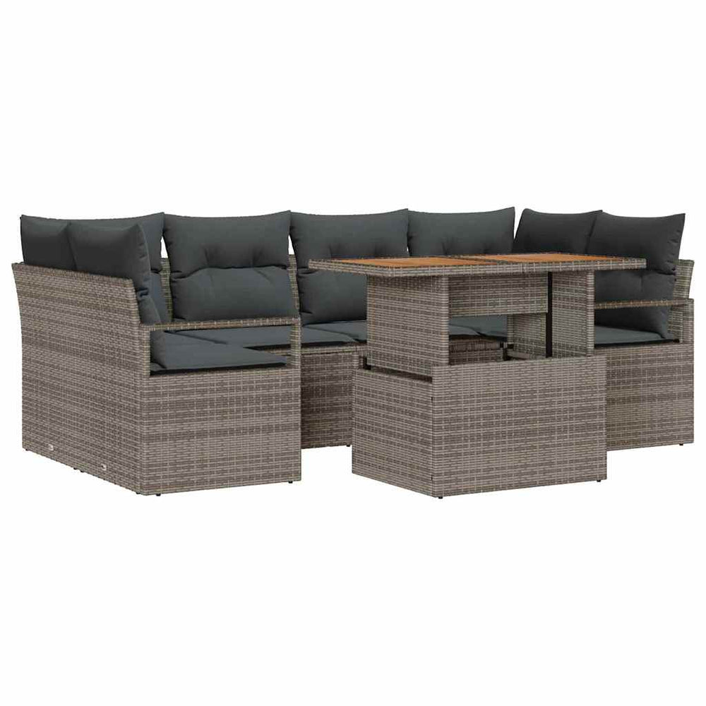 vidaXL Salon de jardin avec coussins 7 pcs Gris
