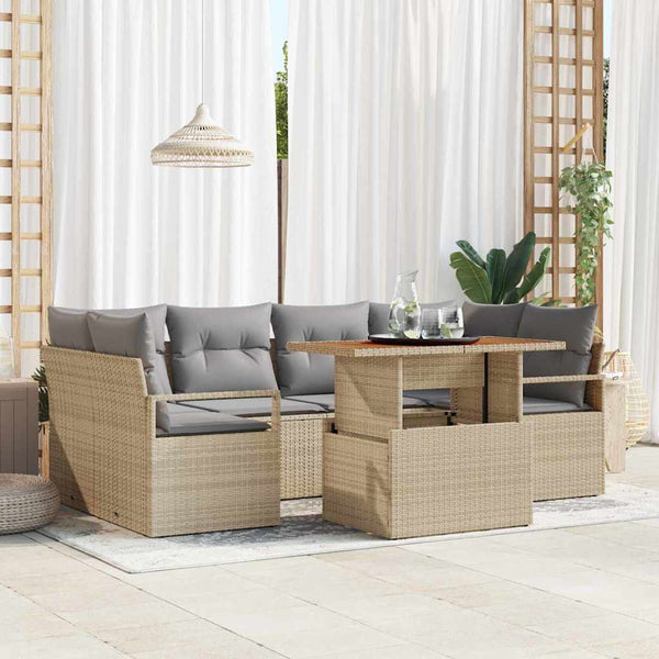 Garten Sofa Set mit Kissen, 7-teilig