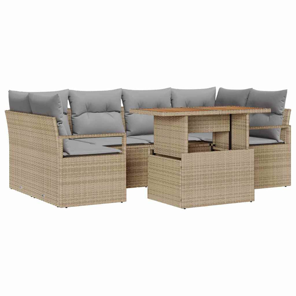 vidaXL Salon de jardin avec coussins 7 pcs Beige et gris clair