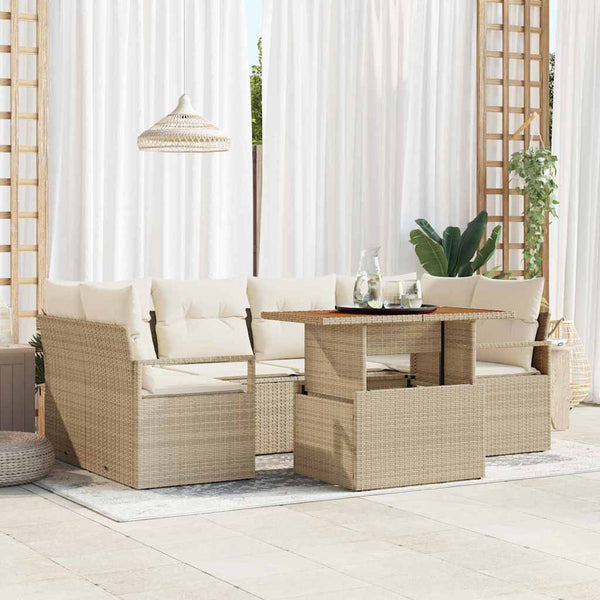 Garten Sofa Set Beige & Creme 7-teilig