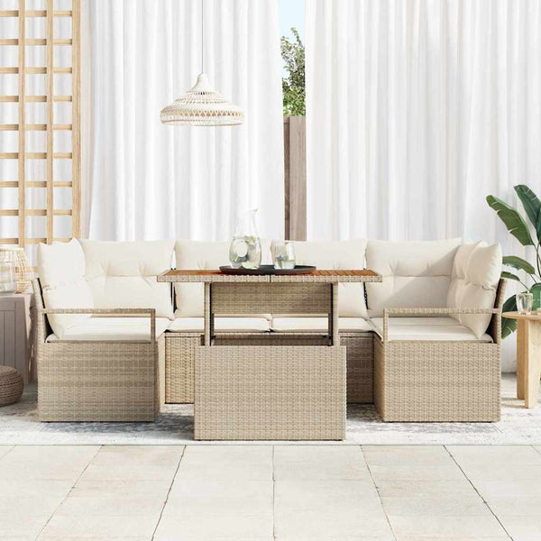 Garten Sofa Set Beige & Creme 7-teilig