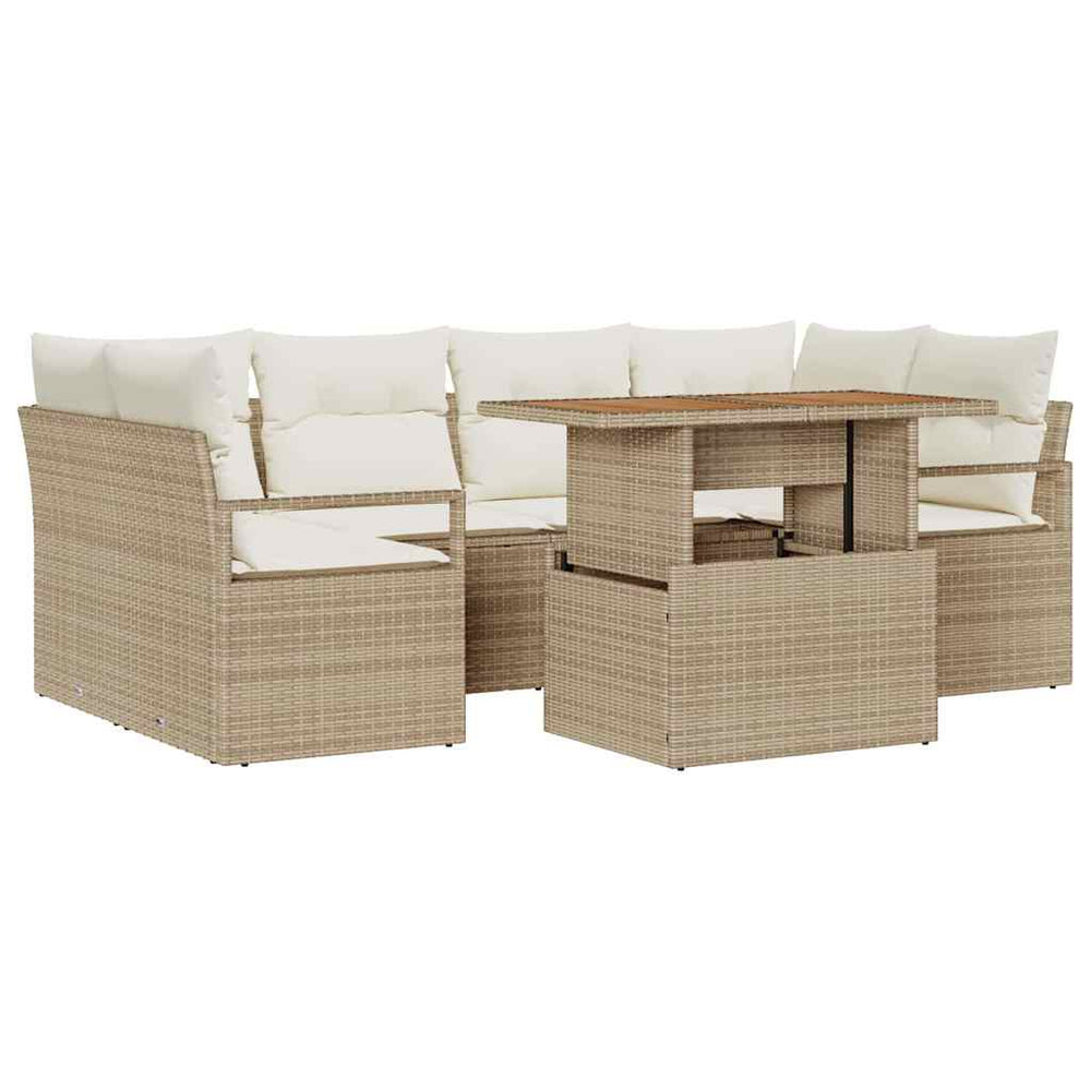vidaXL Ensemble de canapés de jardin avec coussins 7 pcs Beige et Crème