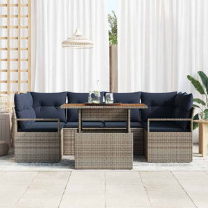 Gartenmöbel Set Grau Marineblau 7-teilig