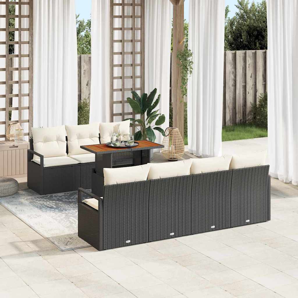 Gartensofa Set Schwarz & Creme mit Kissen
