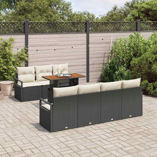 Gartensofa Set Schwarz & Creme mit Kissen