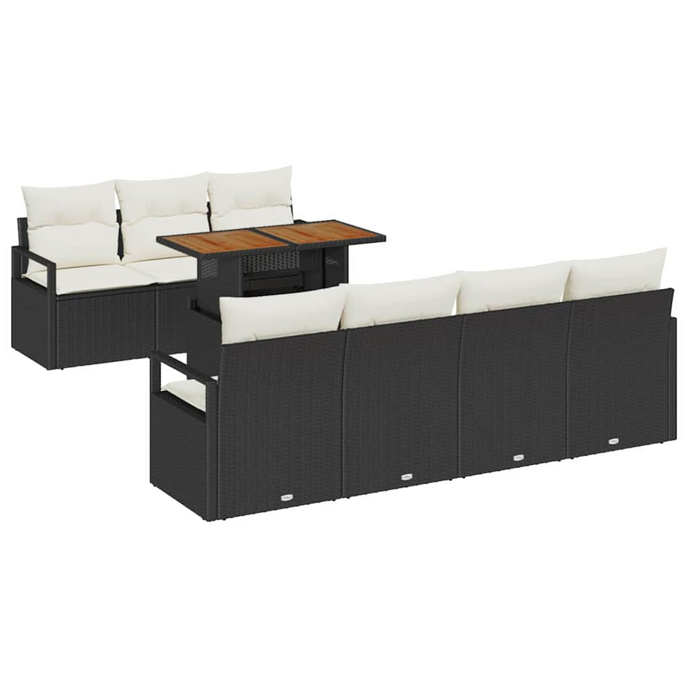 vidaXL Salon de jardin avec coussins 8 pcs Noir et crème