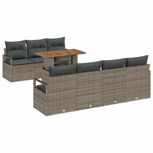 Garten Sofa Set Grau Braun mit Kissen 8-teilig