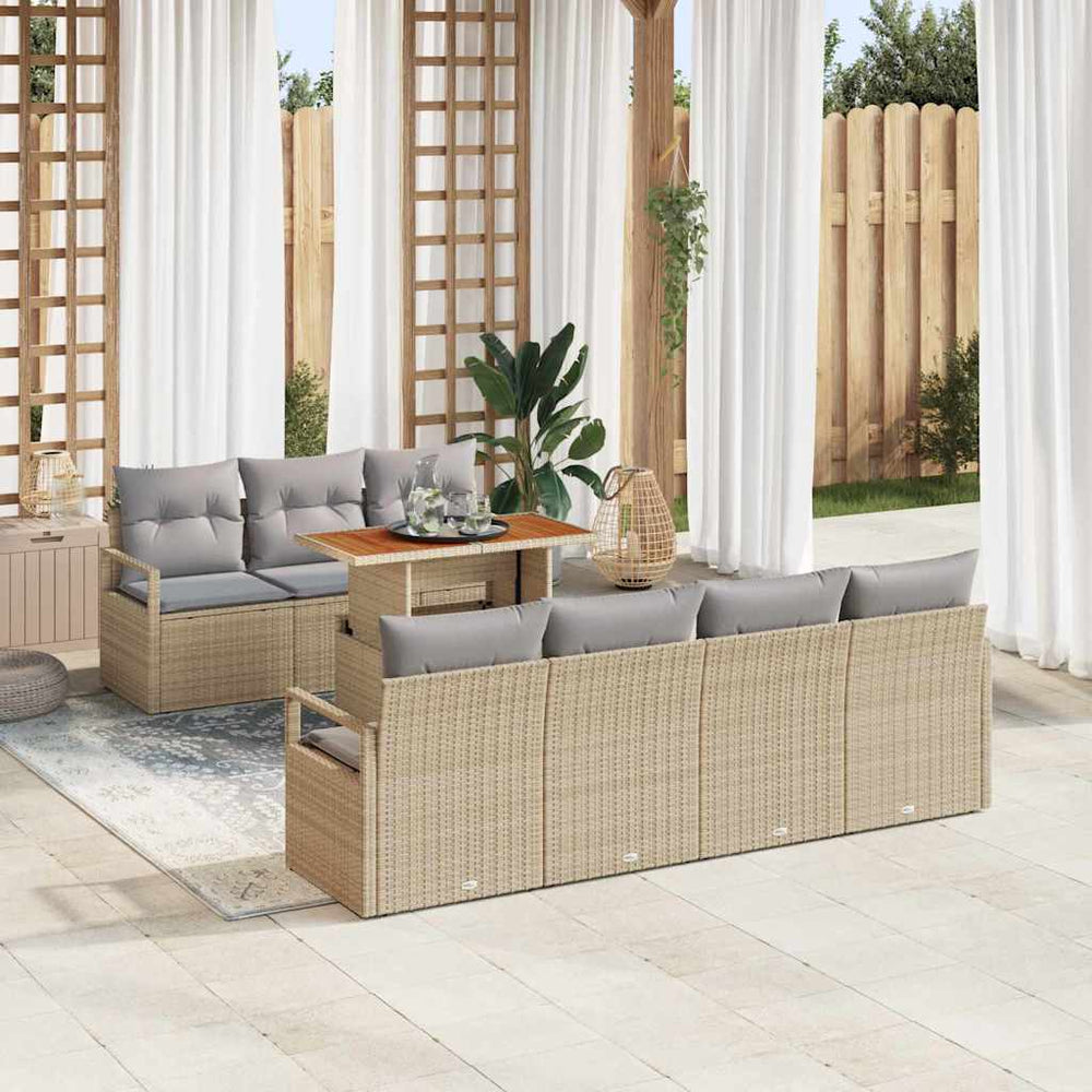 vidaXL Salon de jardin avec coussins 8 pcs Beige et Gris