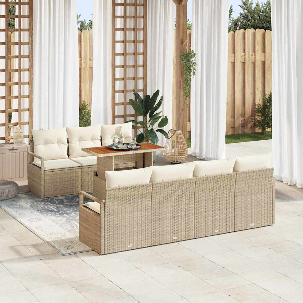 Garten Sofa Set Beige & Creme mit Kissen