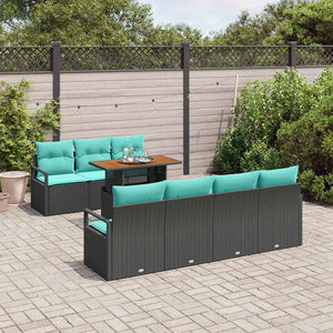 Garten Sofa Set Schwarz Teal 8-teilig