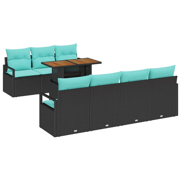 Garten Sofa Set Schwarz Teal 8-teilig