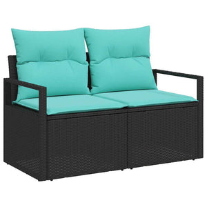 Garten Sofa Set Schwarz Teal 8-teilig