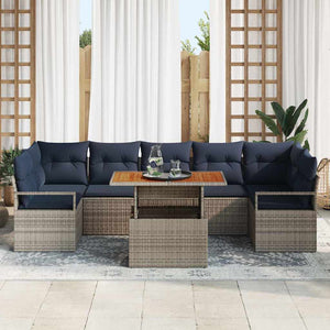 Garten Sofa Set Grau Marineblau 8-teilig