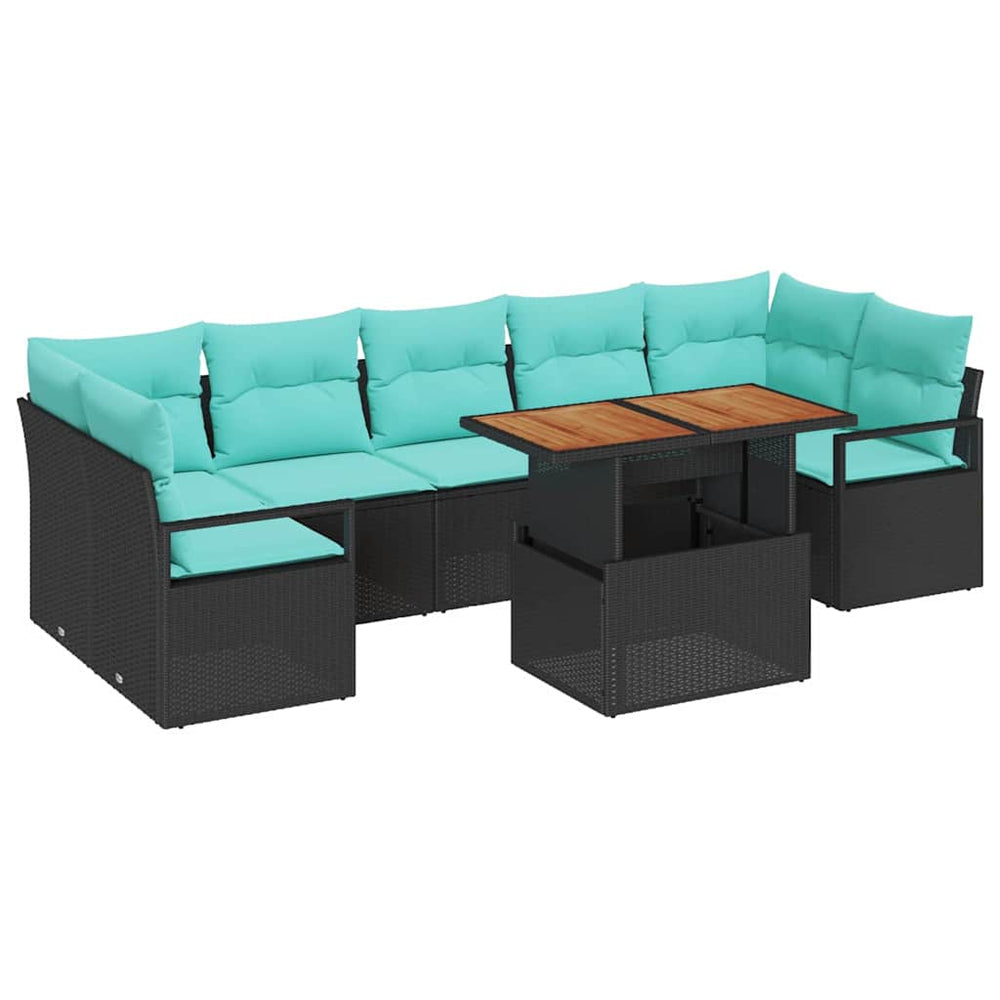 Garten Sofa Set Schwarz Teal 8-teilig