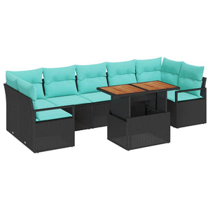 Garten Sofa Set Schwarz Teal 8-teilig