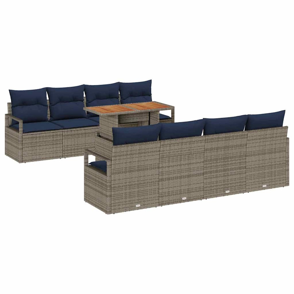Garten Sofa Set Grau Marineblau 9-teilig