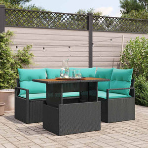 Garten Essgruppe Schwarz Teal 5-teilig